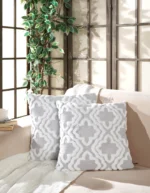 Fata Perna Decorativa Embosata Gri 42×42 cm 100% Poliester
