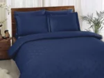 Lenjerie Pat King Size Damasc Dublu Satinat Albastru TAC - Bumbac Natural