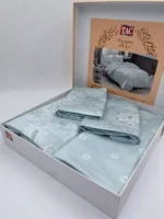 Lenjerie Pat Dubla Lucca Mint Verde Mentă TAC - Bumbac Satinat - imagine 2