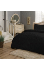 Lenjerie Pat King Size Basic Negru TAC - Bumbac Satinat - imagine 3