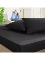 Lenjerie Pat King Size Basic Negru TAC - Bumbac Satinat - imagine 2