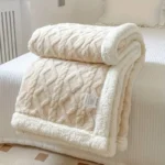 Pătura Dubla Cocolino Tip Tricot cu Blanita Sherpa Ecru 200×230 cm - imagine 2