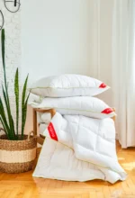 Pilota 195×215 cm Aloe Vera Albă - Microfibra PES 300g/mp - imagine 2